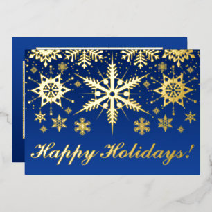 REAL Gold Foil Happy Holidays with Snowflakes Foil Foil Holiday Card