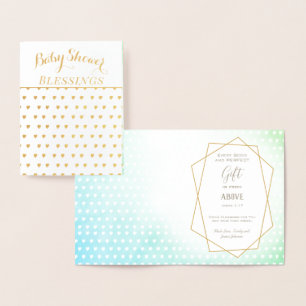 Real Gold Foil Hearts Baby Shower Blessings Foil Card