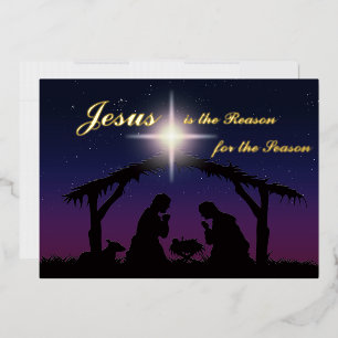 REAL Gold Foil Jesus is the Reason Nativity Card