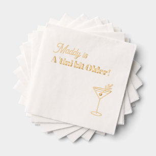 Real Gold Foil Martini 30th  Foil Napkins