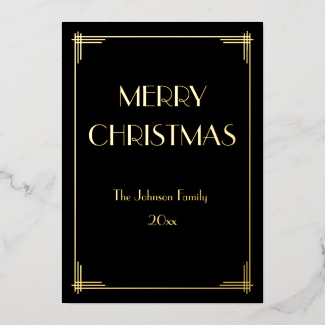 Real Gold Foil Merry Christmas Holiday Card (Front)