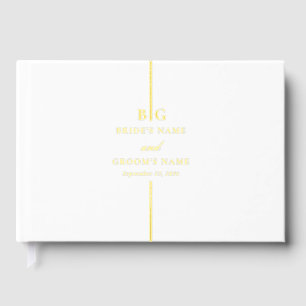 Real Gold Foil Minimalist Elegant Monogram Wedding Guest Book