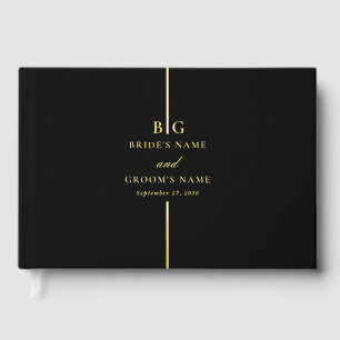 Real Gold Foil Minimalist Elegant Monogram Wedding Guest Book