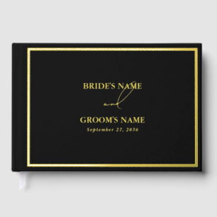Real Gold Foil Modern Black & Gold Wedding Guest Book