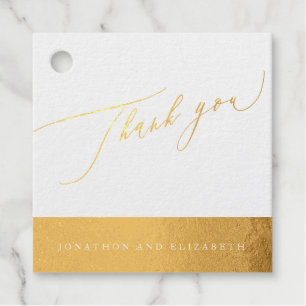 Real Gold Foil Modern Script Thank You Favour Tags