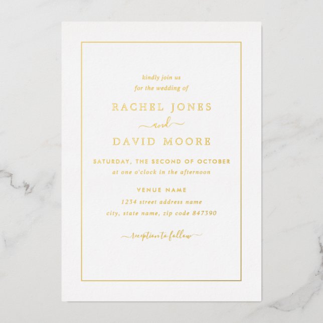 REAL GOLD FOIL Modern Wedding  (Front)