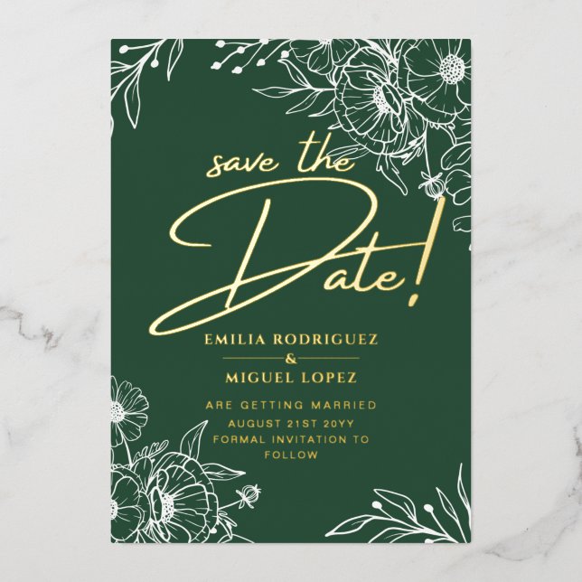 Real Gold Foil Modern Wedding Save The Date LeahG (Front)