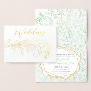 Real Gold Foil Peacock Wedding Invitations