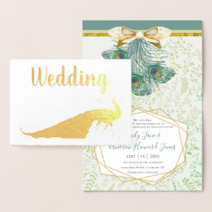 Real Gold Foil Peacock Wedding Invitations
