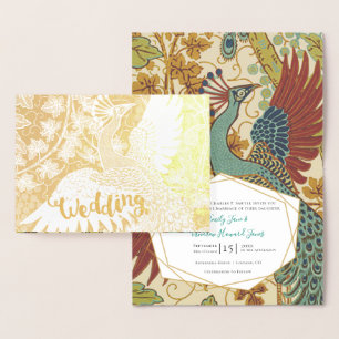 Real Gold Foil Peacock Wedding Invitations