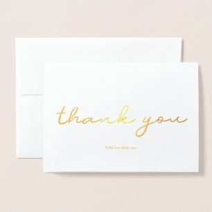 Real Gold Foil Personalised Elegatn Thank you Foil Card