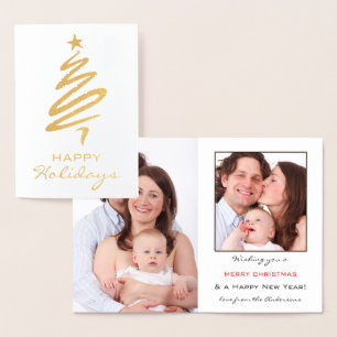Real Gold Foil Personalised Photo Holiday Card