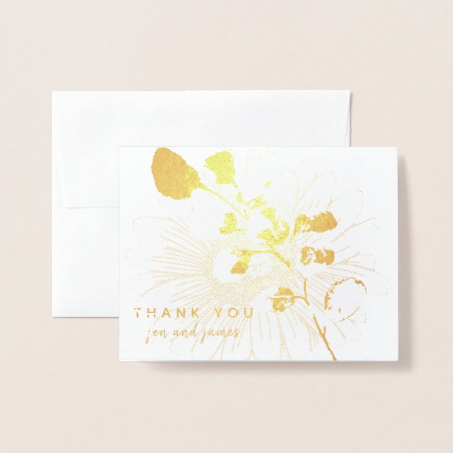 Real Gold Foil THANK YOU Floral Personalised Foil Card (Front With Envelope)