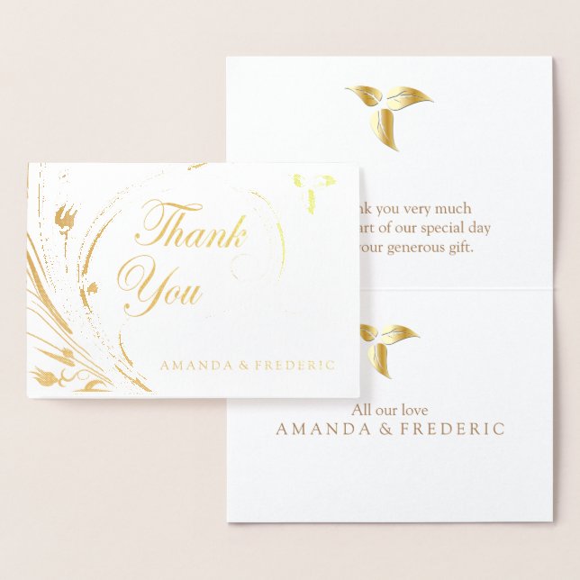 REAL Gold Foil THANK YOU Wedding Card (Display)