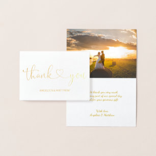 REAL Gold Foil THANK YOU Wedding   with Photo Foil Card