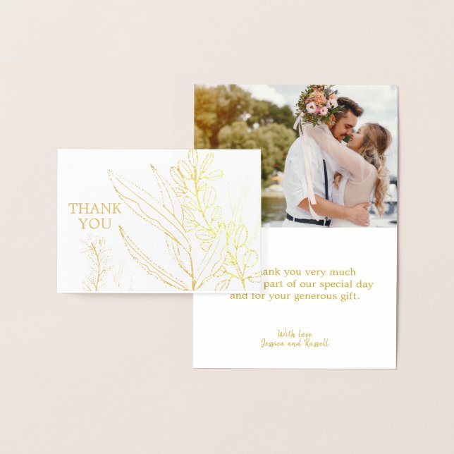 REAL Gold Foil THANK YOU Wedding | with Photo Foil Card (Display)