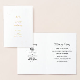 Real Gold Foil Wedding Order of Service Program
