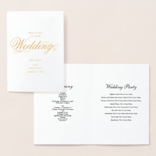 Real Gold Foil Wedding Order of Service Program