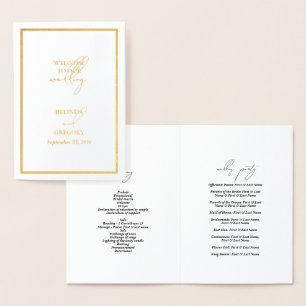 Real Gold Foil Wedding Order of Service Program
