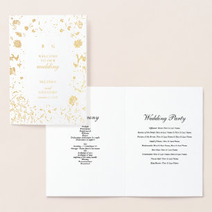 Real Gold Foil Wedding Order of Service Program