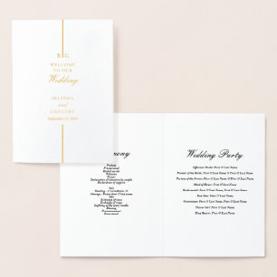 Real Gold Foil Wedding Order of Service Program