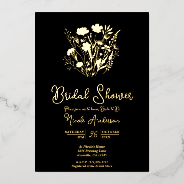 Real Gold Garden Wildflowers Bridal Shower (Front)