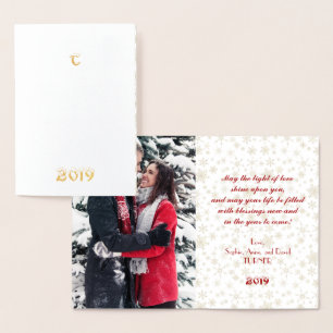 Real Gold Happy New Year Photo Foil Card