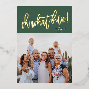 REAL GOLD Oh What Fun Christmas Photo Foil Holiday Card