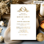 Real Golden Metal Emblem Wedding Invitation<br><div class="desc">Elegant, monogram invitation on Relieve metallized real gold. Simple, delicate design, full of elegance and grace, with a small, hand-drawn monogram showing the initials of the couple. Luxurious design in Real Metalized Gold Relieve, printed on Premium White Paper - a smooth white paper with a luxurious satin finish - made...</div>