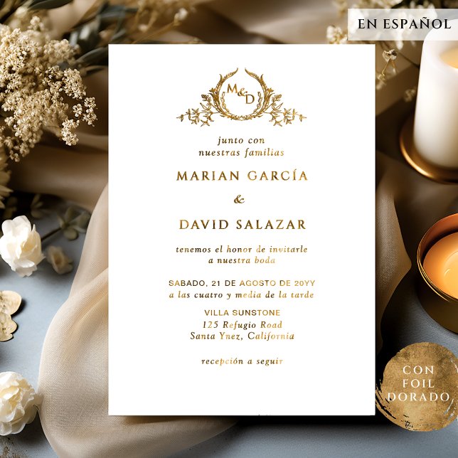 Real Golden Metal Emblem Wedding Invitation (Creator Uploaded)