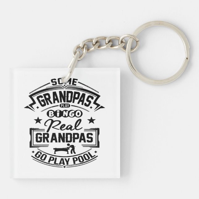 Real Grandpas Go Play Pool Key Ring (Back)