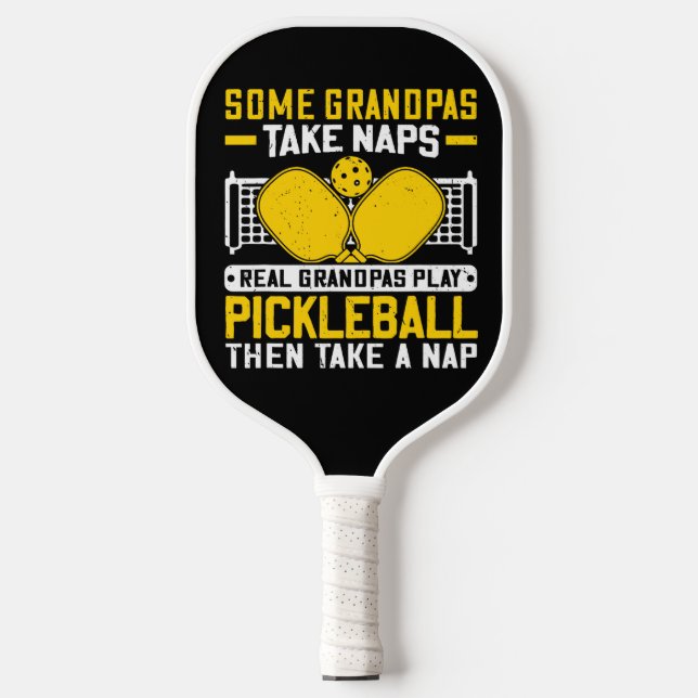 Real Grandpas Rally — Nap Optional Pickleball Paddle (Front)