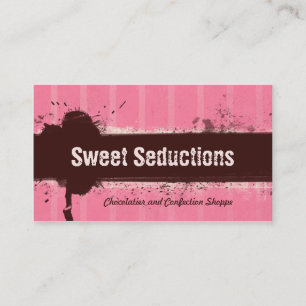 REAL Grunge Cocoa Strawberry Bakery Business Card