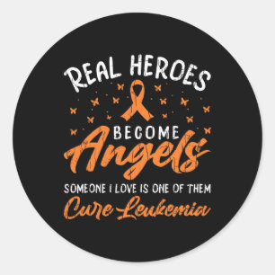 Real Heroes Become Angels Happy Leukaemia Awarenes Classic Round Sticker