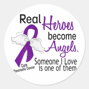 Real Heroes Become Angels Pancreatic Cancer Classic Round Sticker