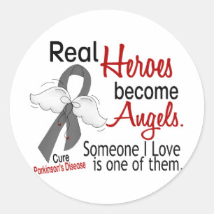 Real Heroes Become Angels Parkinson's Disease Classic Round Sticker