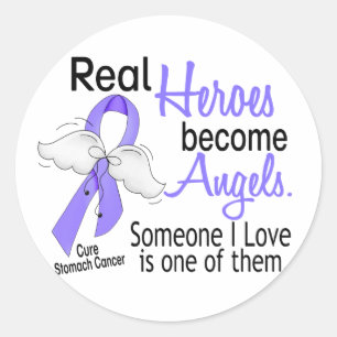 Real Heroes Become Angels Stomach Cancer Classic Round Sticker