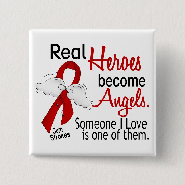 Real Heroes Become Angels Stroke 15 Cm Square Badge (Front)