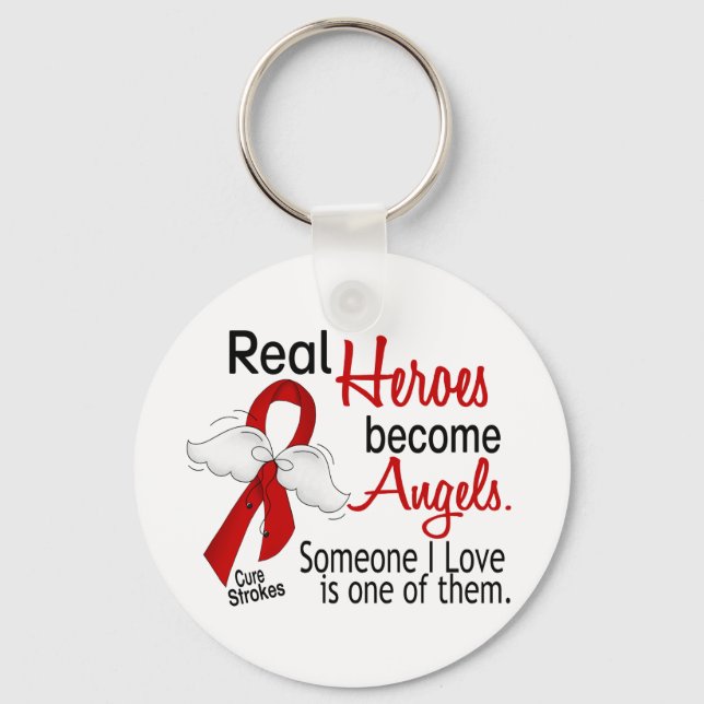Real Heroes Become Angels Stroke Key Ring (Front)