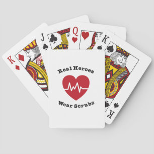 Real Heroes Wear Scrub Funny Nursing Nurse Gift Playing Cards