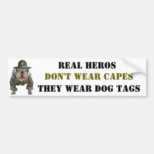 Real Heros Wear Dog Tags Bumper Sticker