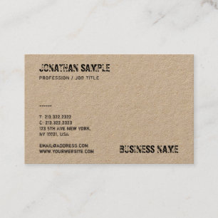 Real Kraft Paper Distressed Text Template Modern Business Card