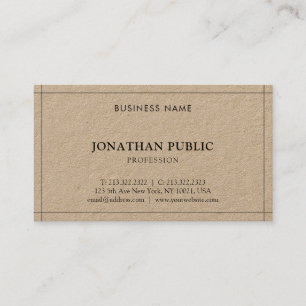 Real Kraft Paper Modern Elegant Simple Template Business Card
