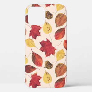 Real leaves photo, unique seamless pattern. iPhone 12 case