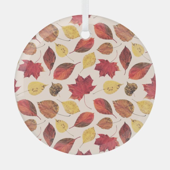 Real leaves photo, unique seamless pattern. glass tree decoration (Front)