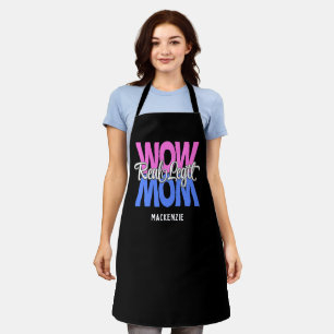 Real Legit Wow Mum Print (Pink, Blue & White) Apron