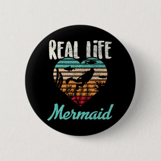 Real Life Mermaid Scuba Diver Diving Snorkel 6 Cm Round Badge