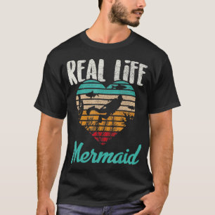 Real Life Mermaid Vintage Scuba Diver Retro Diving T-Shirt
