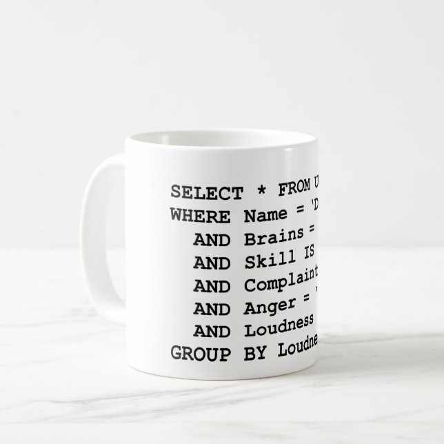 Real Life SQL Coffee Mug (Front Left)