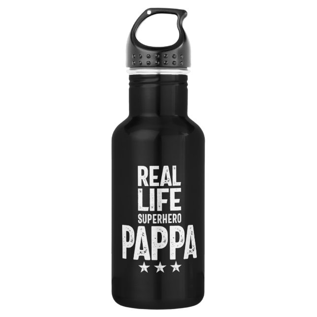 Real Life Superhero Pappa | Father Gift 532 Ml Water Bottle (Front)